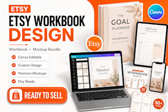 design etsy workbook and mockup bundle for digital products