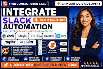integrate slack hubspot zoho CRM pipedrive xero zapier make notifications automa