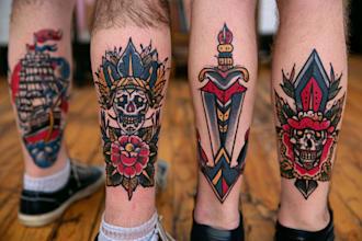 create any design in flash traditional tattoo style
