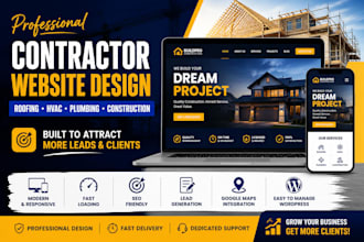 design contractor, roofing, hvac, plumbing and construction website