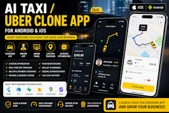 build ai taxi, uber clone, rideshare app for android and ios