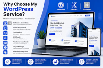 design wordpress website using kadence, gutenberg, blocksy, generatepress web