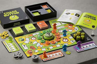 design tcg, tarot or trading card game with box and rulebook