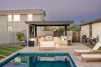 do backyard landscape design 3d visualization rendering for pool, patio, garden