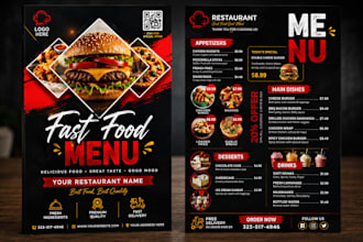 design fast food menu, restaurant menu,  canva editable menu