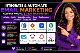 integrate aweber zapieractivecampaign brevo getresponse moosend convertkit drip