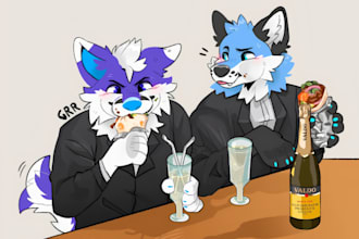 draw custom furry art, anthro fursona, furry character, furry ych, fursona oc