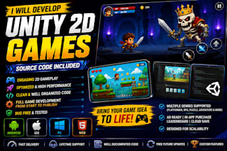 develop a professional unity 2d game for mobile, PC, and web