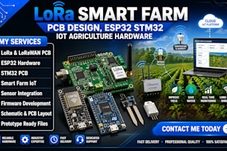 do lora smart farm pcb design, esp32 stm32 iot agriculture hardware