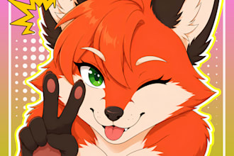 draw custom furry art, furry pfp, fursona, furry illustration, anthro and oc