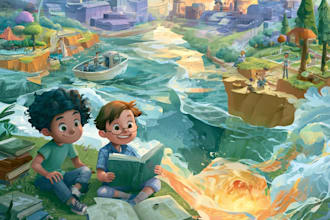 design children book cover, kdp cover art kids illustrations