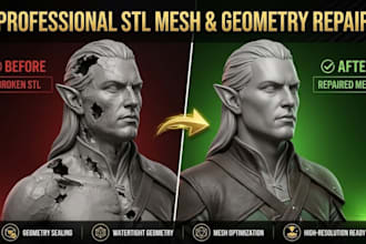 make stl files and repair, fix and modify stl and obj for 3d printing