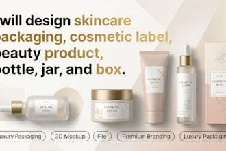 design skincare packaging cosmetic label beauty product bottle and box packaging