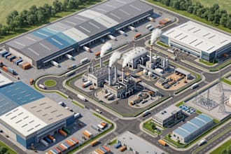 design 3d warehouse, factory and industrial facility visualization