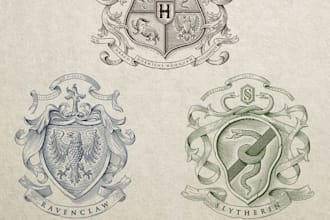 craft a premium family crest logo with royal vintage aesthetics