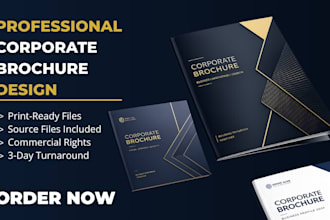 design a professional company profile, corporate bifold trifold brochure booklet
