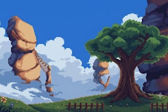create custom pixel art background, scene, and environment
