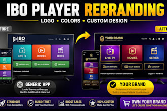 customize ibo 4k iptv app design, logo and brand identity
