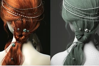 build realistic 3d hair unreal metahuman hair, braid hair model, xgen hair, fur