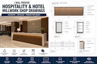 provide hospitality and hotel millwork shop drawings
