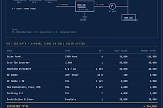 design autocad electrical drawings, solar system and estimation