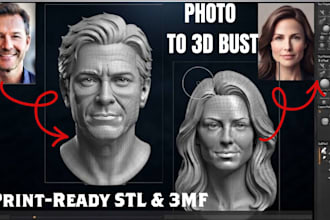 sculpt realistic 2d photo to 3d head bust model 3d face model stl 3d printing
