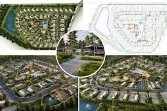 design, render, 3d walkthrough video for site plan, rv park, plo, property map