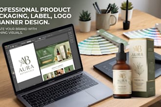 design premium product packaging, labels, logo, and banners