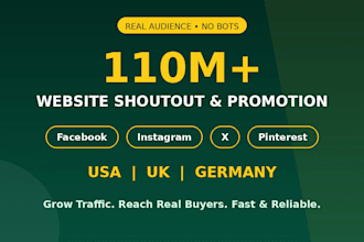 promote shoutout and share your website link to 110m real USA UK germany