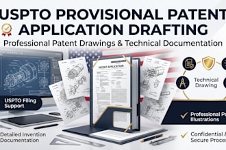 create uspto compliant patent drawing wipo, utility patent, technical drawing