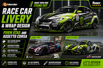 do race car livery wrap design for fivem gta5 and assetto corsa