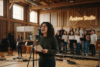 compose, record, sing gospel choir, background vocals, female harmony vocal