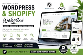 create a responsive wordpress or shopify website