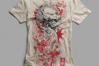 draw japanese art streetwear t shirt design illustration