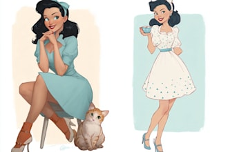 pin up girl and pin up girl illustration