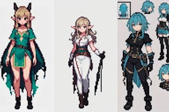 do pixel character design sprite animation character sheet sprite sheet