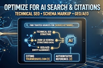 implement technical SEO, schema, and ai search optimization