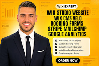 wix studio website wix cms velo booking forms stripe mailchimp google analytics
