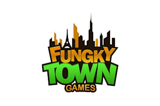 design custom whimsical logo for funky town games