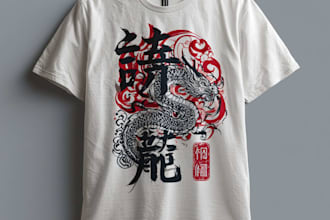 create stunning japanese style tattoo t shirt design