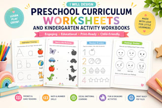 design preschool curriculum worksheets and kindergarten activity workbooks