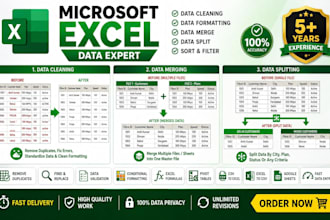 clean excel data, sort, merge, split and remove duplicate