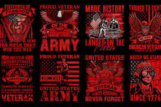 do make custom veteran military army patriotic flag t shirt design