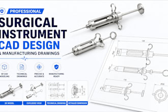 design surgical instrument, medical device cad, manufacturing technical drawing