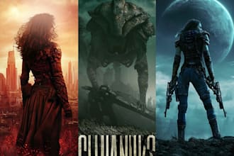 design a sci fi fantasy book cover design that sells