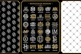 do luxury monogram textile print,for fabric print and surface pattern design