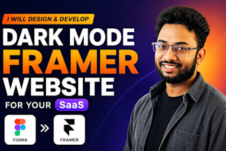 design and develop a dark mode framer website for your saas