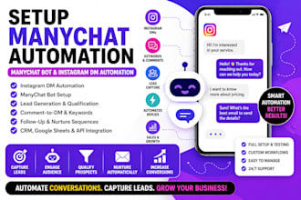 setup manychat automation bot instagram dm chatbot and lead generation workflows