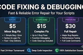 fix bugs, debug, and repair your code or script