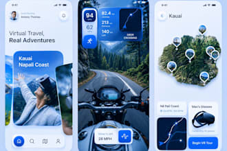 design a modern luxury travel mobile app UI UX in figma for ios and android